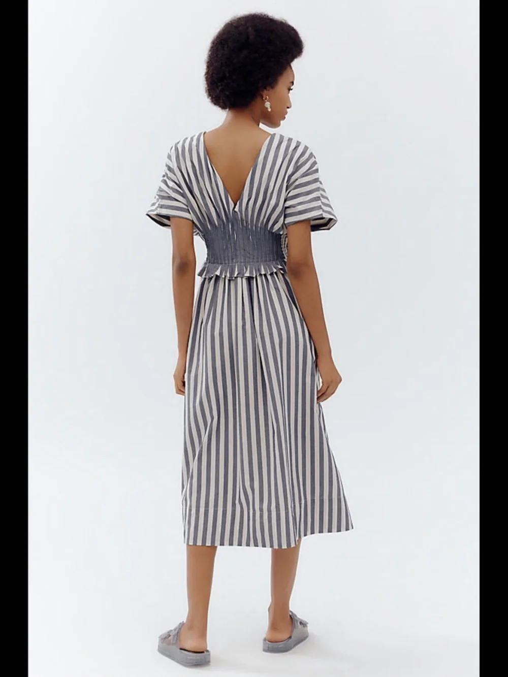 Anthropologie V-Neck Zip-Front Midi Dress - Picture 4 of 16